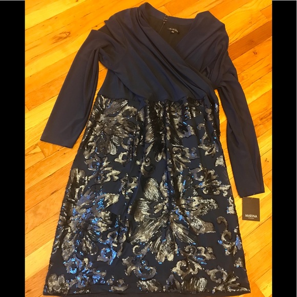 🎁 Marina,Jersey Lace plus long sleeve navy,NWT - Picture 3 of 8